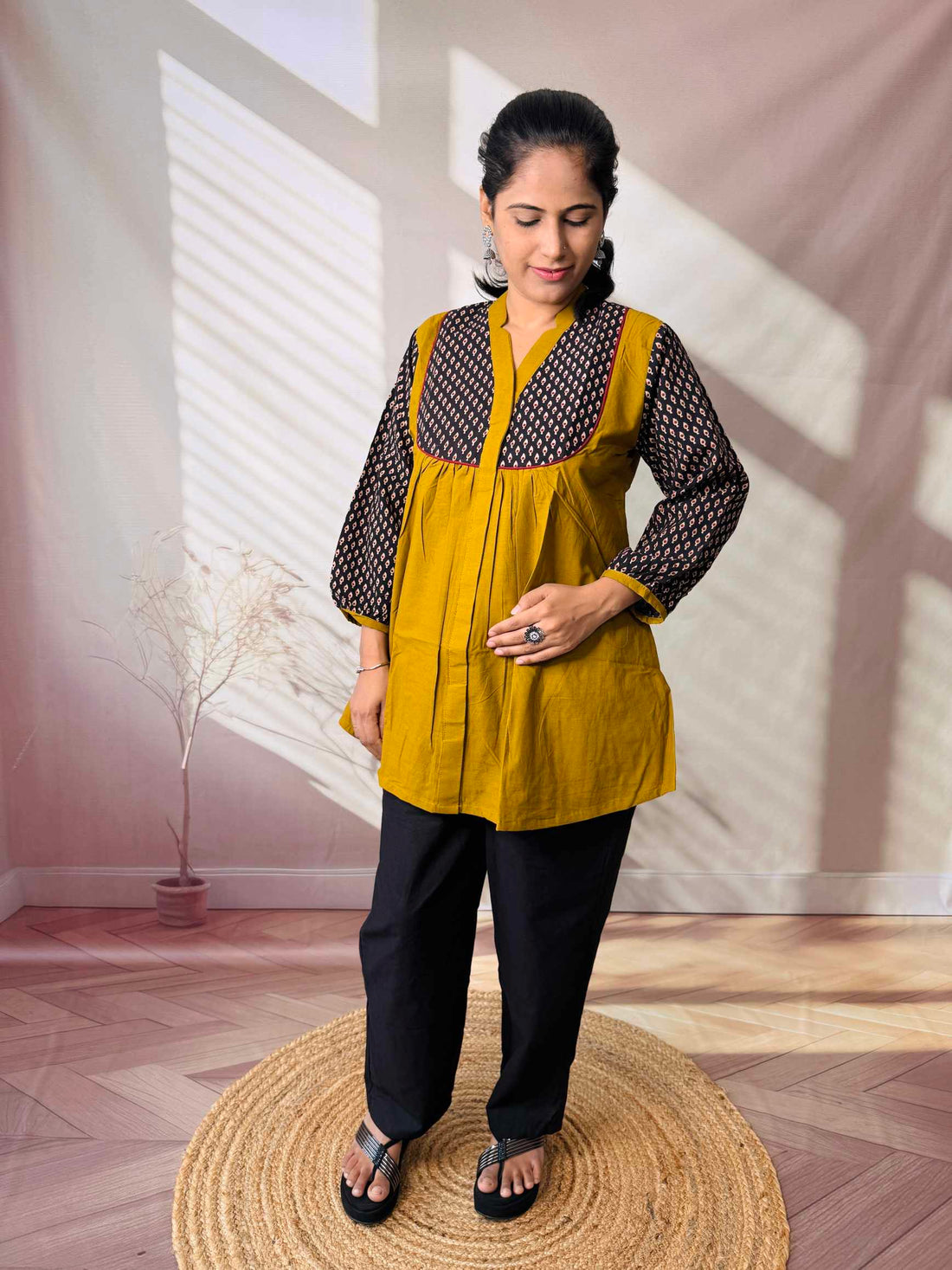 Kiara Plain-Ajarakh Cotton Short Top