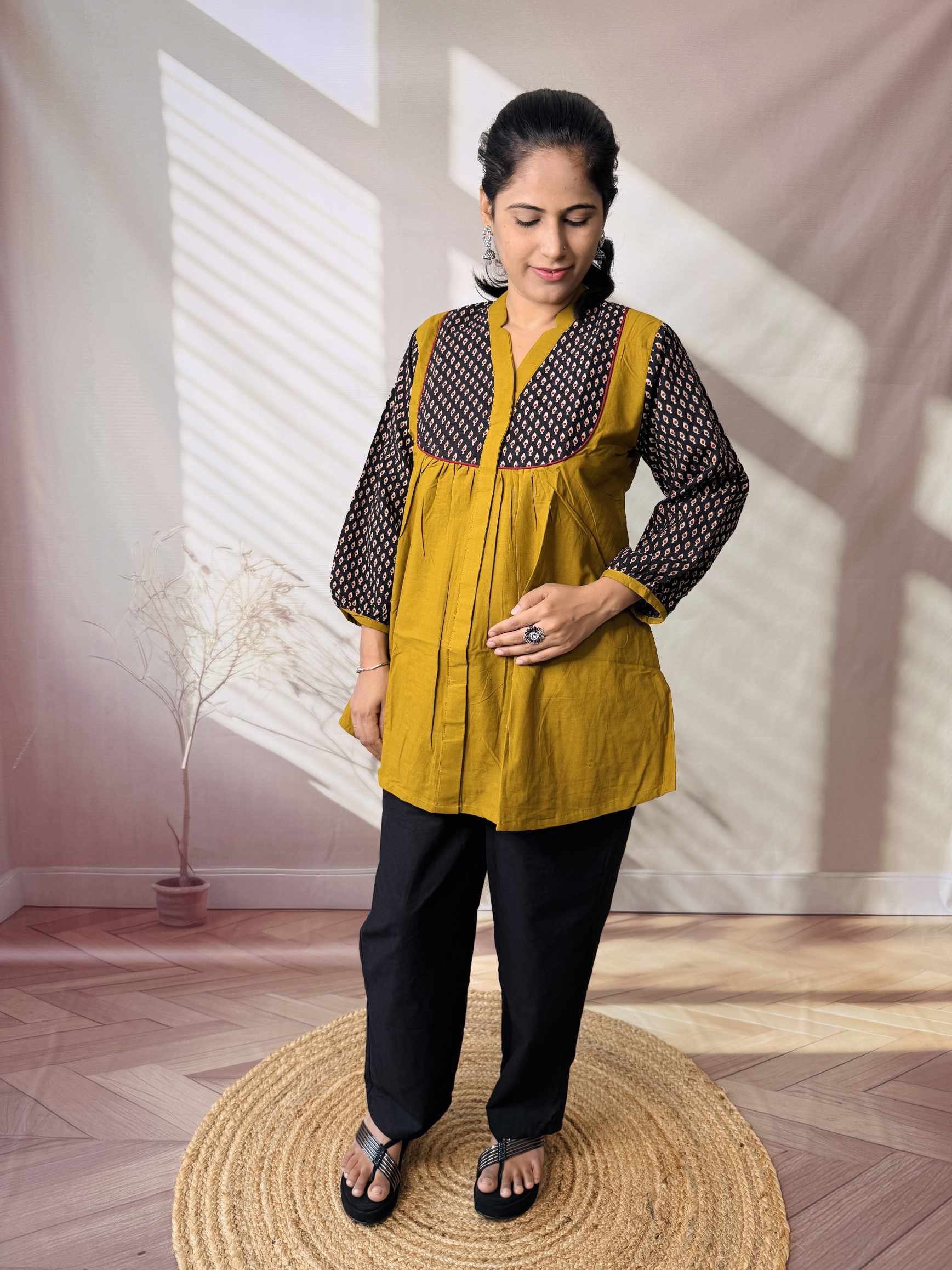Kiara Plain-Ajarakh Cotton Short Top