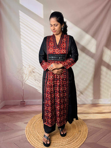 Ira Ajarakh Modal Silk Flap & Mirror Long  Kurti/One Piece
