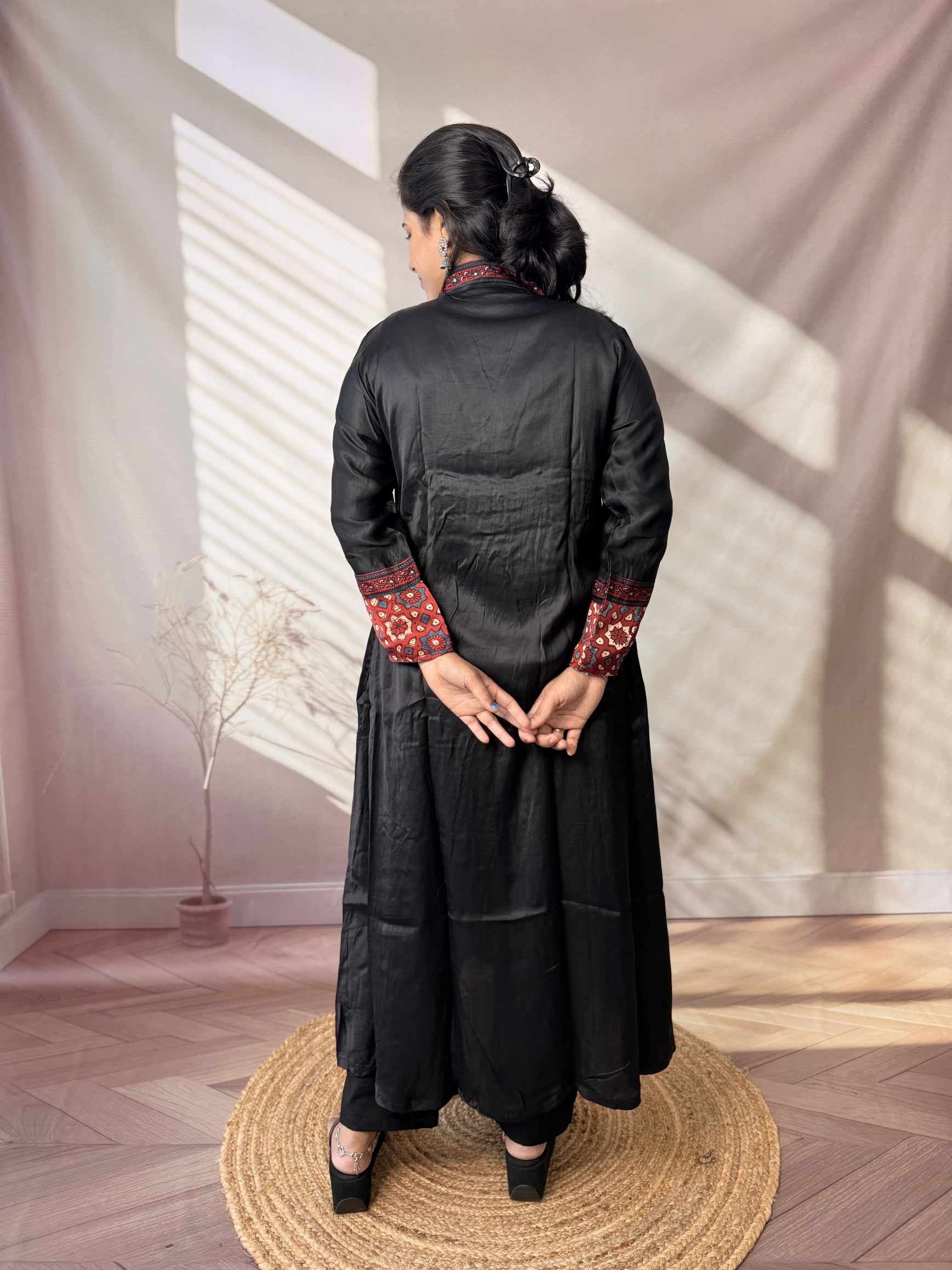 Ira Ajarakh Modal Silk Flap & Mirror Long  Kurti/One Piece