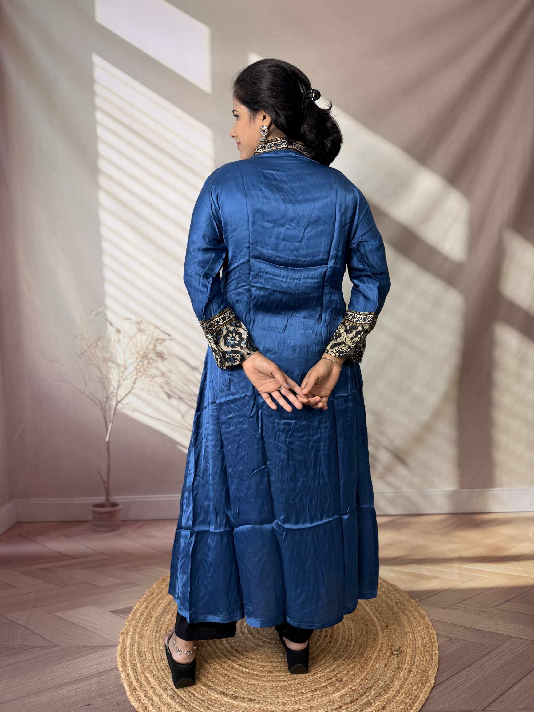 Ira Ajarakh Modal Silk Flap & Mirror Long  Kurti/One Piece