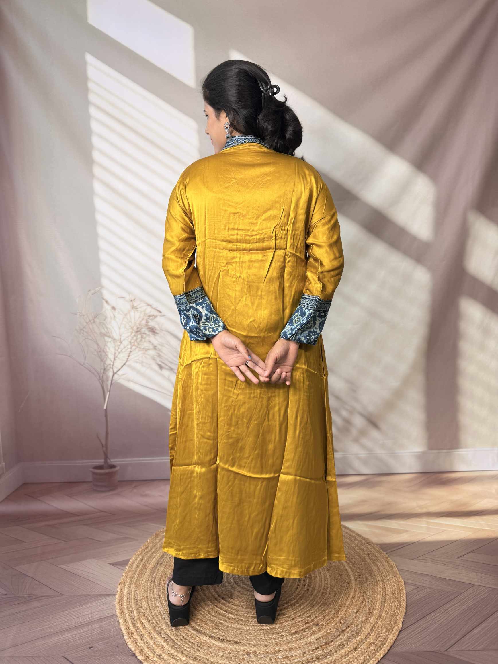 Ira Ajarakh Modal Silk Flap & Mirror Long  Kurti/One Piece