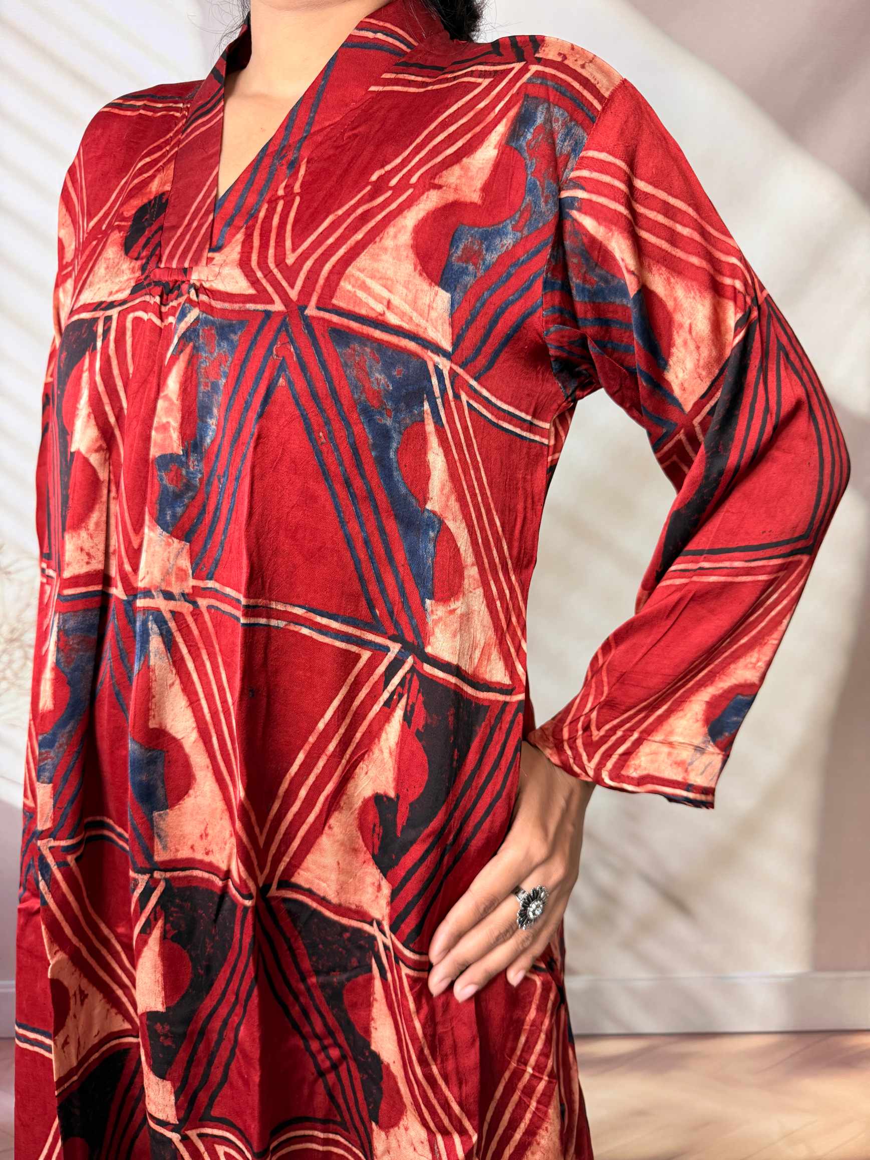 Keshvi Ajarakh Modal Silk One piece Kurti
