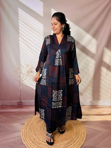 Keshvi Ajarakh Modal Silk One piece Kurti