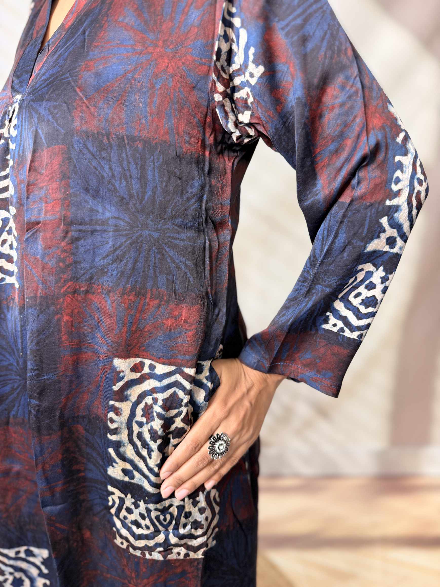 Keshvi Ajarakh Modal Silk One piece Kurti