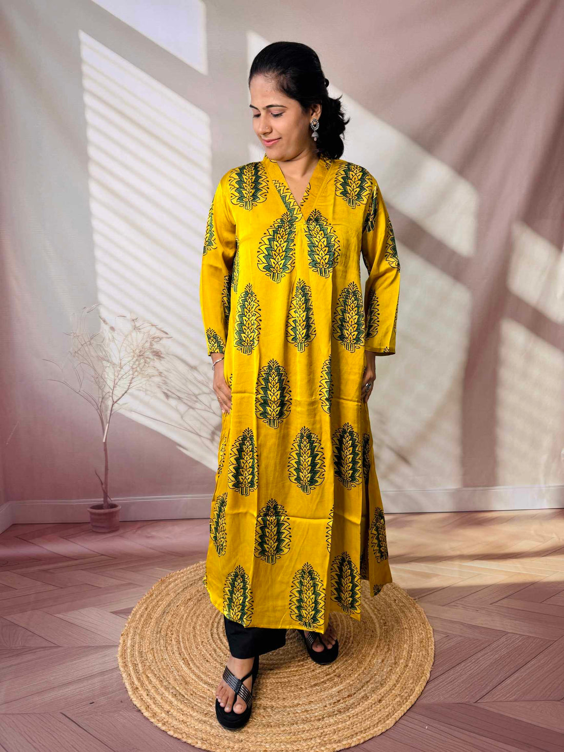 Keshvi Ajarakh Modal Silk One piece Kurti