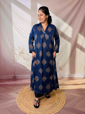 Keshvi Ajarakh Modal Silk One piece Kurti