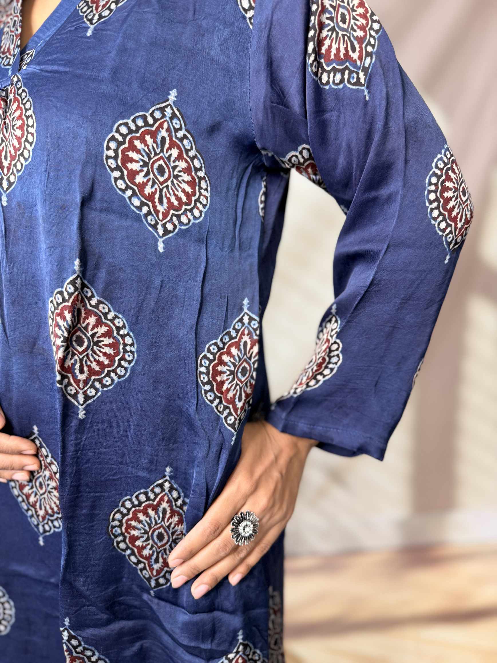 Keshvi Ajarakh Modal Silk One piece Kurti