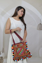 Kutchh Handwork kalas Pom Shoulder Bag RAKHIYO
