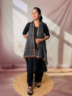 Ajarakh Soft Cotton Tassel Shrug