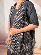 Ajarakh Soft Cotton Tassel Shrug