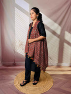 Ajarakh Soft Cotton Tassel Shrug