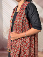 Ajarakh Soft Cotton Tassel Shrug