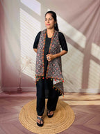 Ajarakh Soft Cotton Tassel Shrug