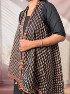 Ajarakh Soft Cotton Tassel Shrug