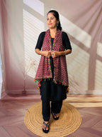 Ajarakh Soft Cotton Tassel Shrug
