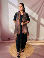 Ajarakh Soft Cotton Tassel Shrug