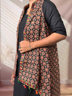 Ajarakh Soft Cotton Tassel Shrug
