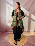 Ajarakh Soft Cotton Tassel Shrug