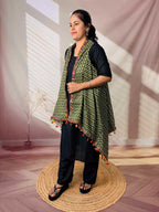 Ajarakh Soft Cotton Tassel Shrug