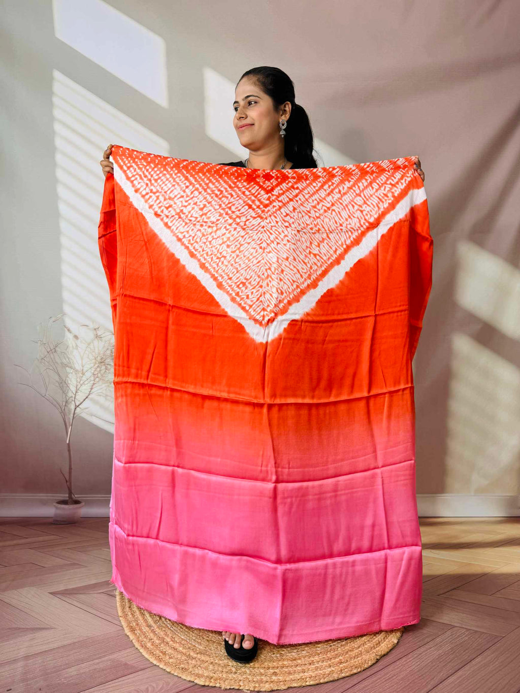 Shibori Modal Plain Multi Kaftan - Unstiched