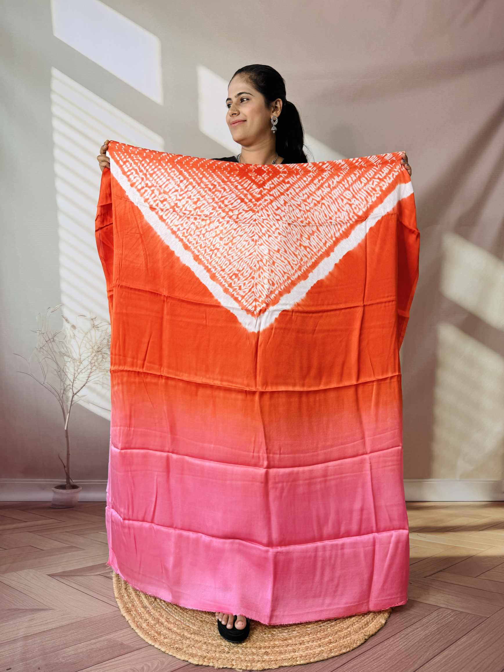 Shibori Modal Plain Multi Kaftan - Unstiched