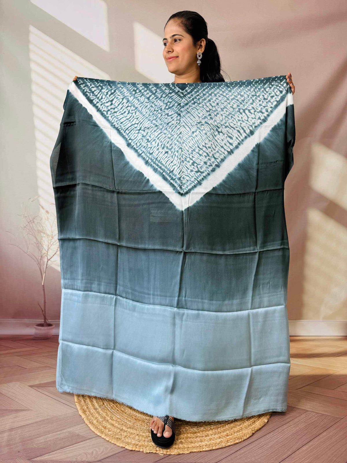 Shibori Modal Plain Multi Kaftan - Unstiched