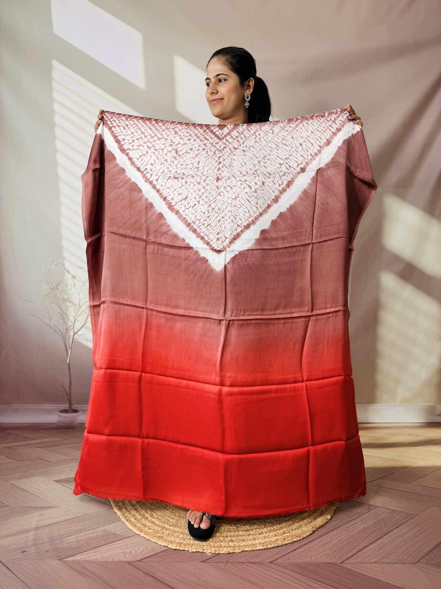 Shibori Modal Plain Multi Kaftan - Unstiched