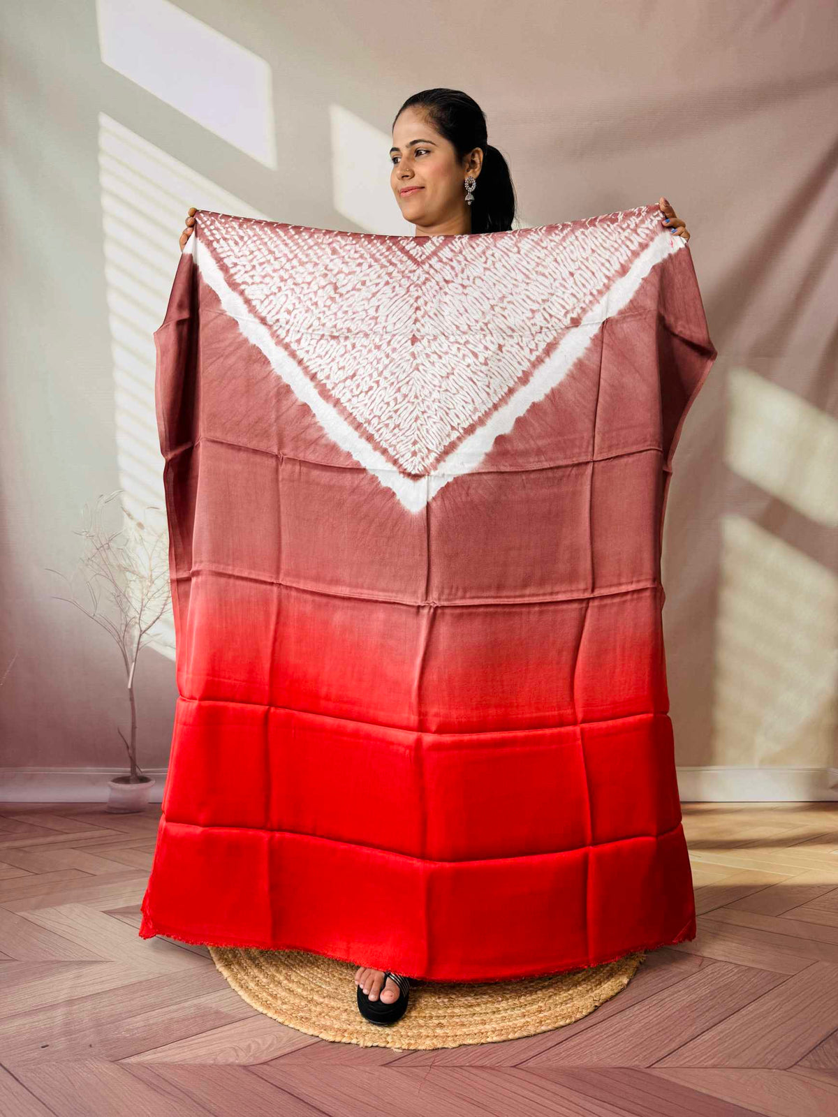 Shibori Modal Plain Multi Kaftan - Unstiched