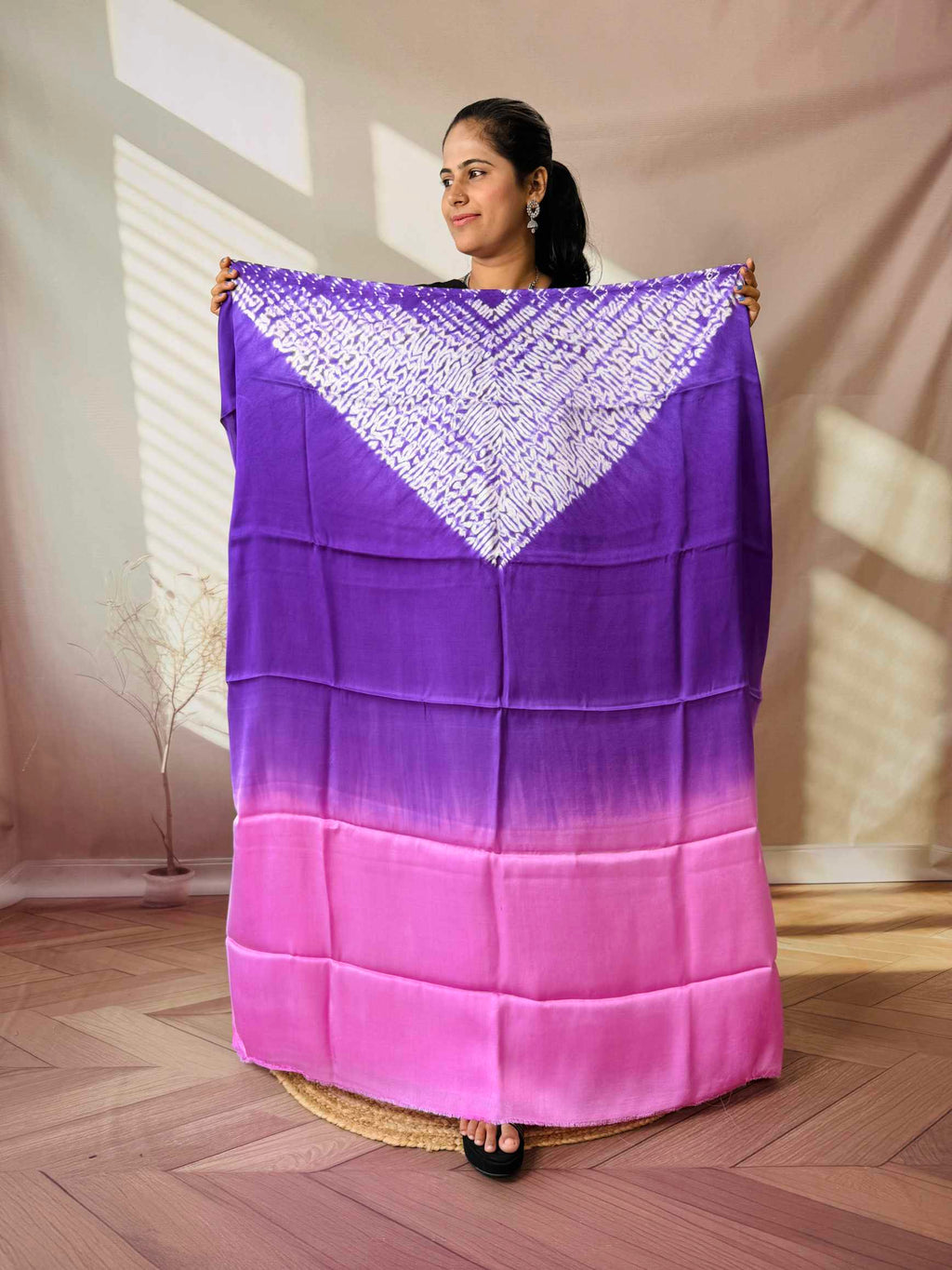 Shibori Modal Plain Multi Kaftan - Unstiched