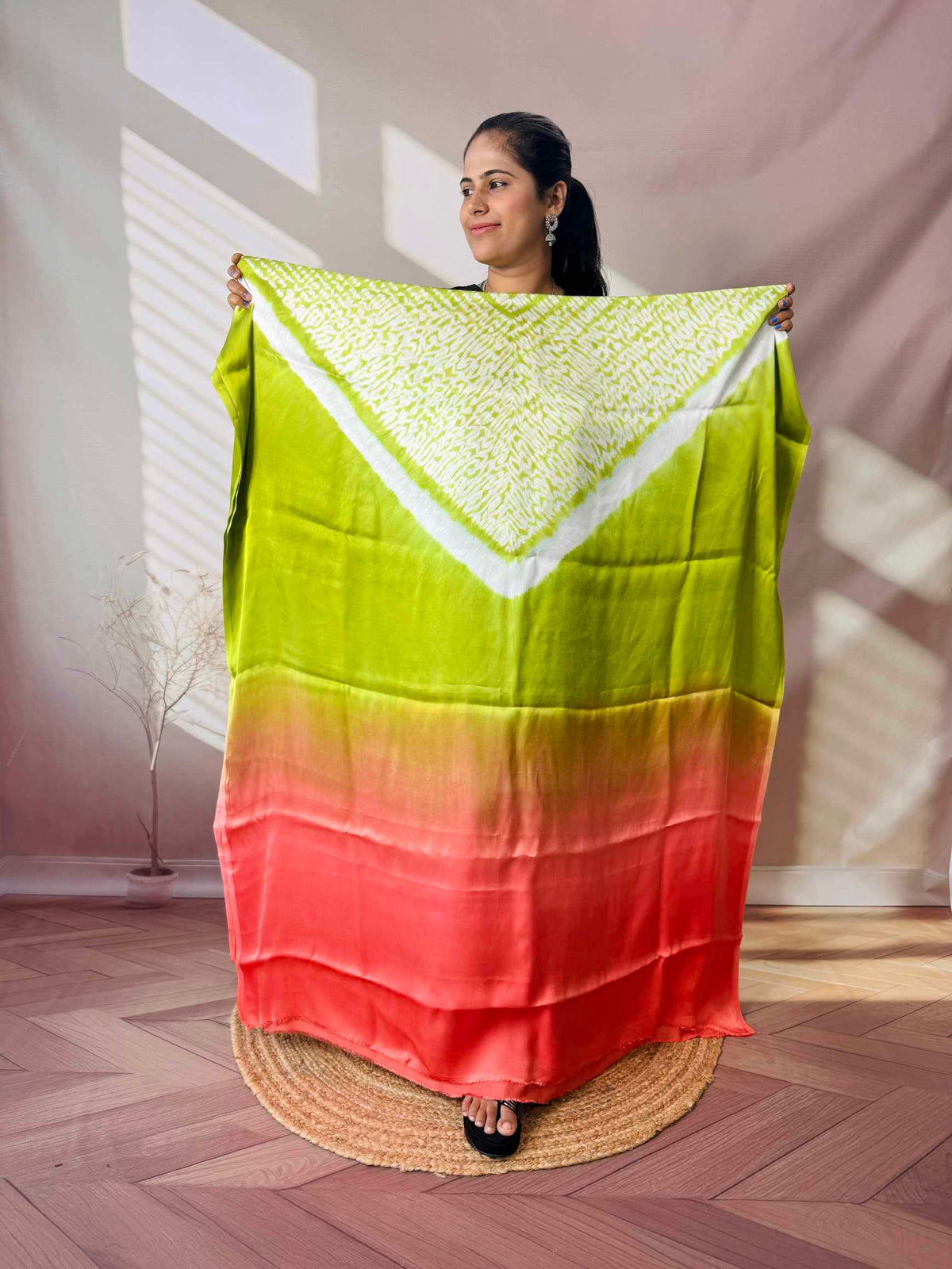 Shibori Modal Plain Multi Kaftan - Unstiched