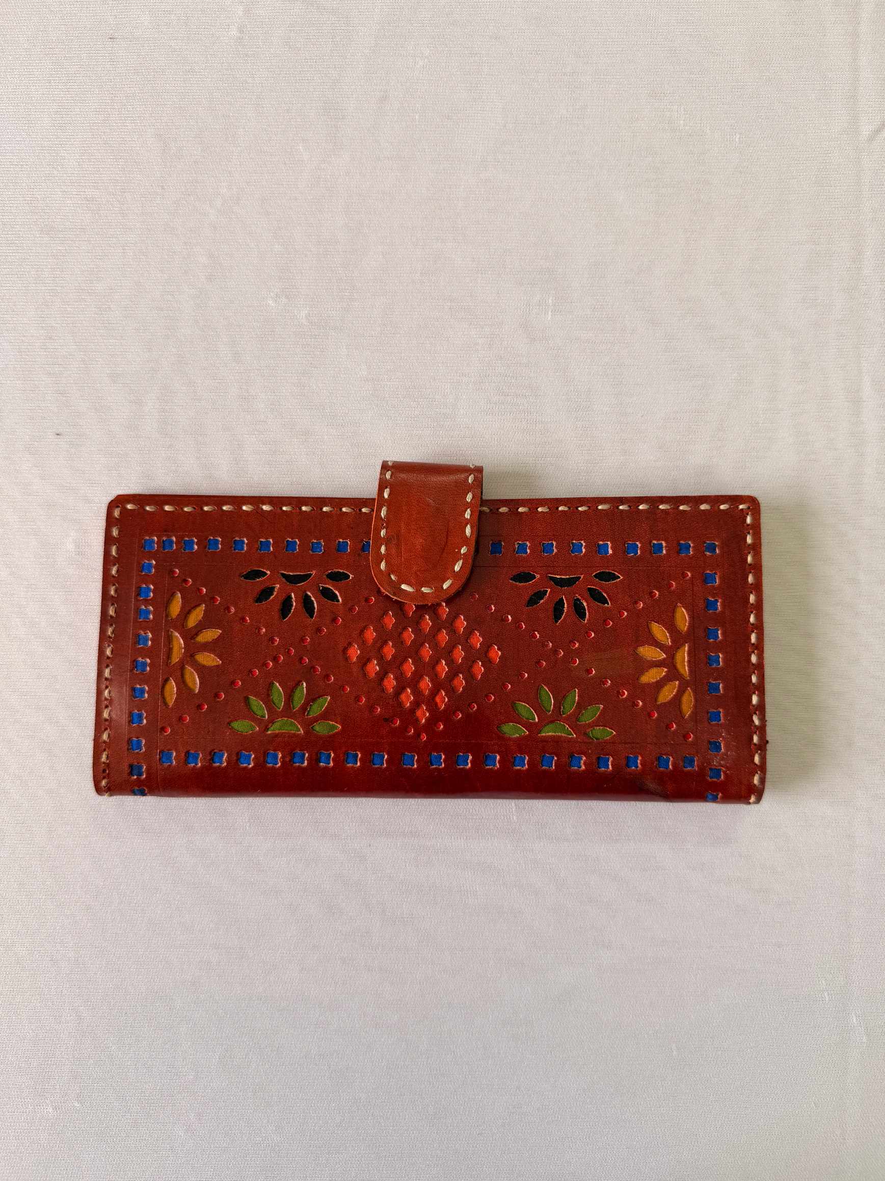 Brown Punching Flap Leather Wallet