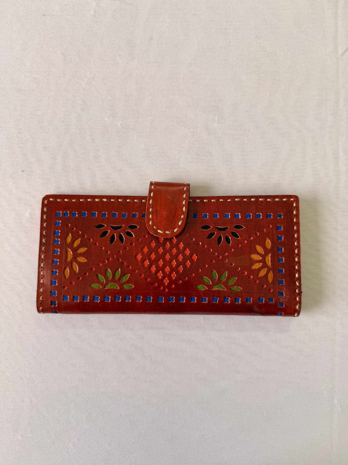 Brown Punching Flap Leather Wallet
