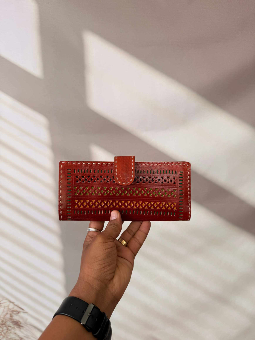 Brown Punching Flap Leather Wallet