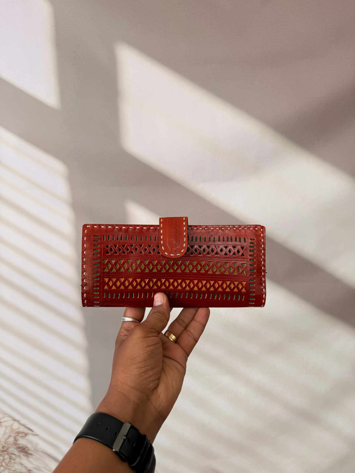 Brown Punching Flap Leather Wallet