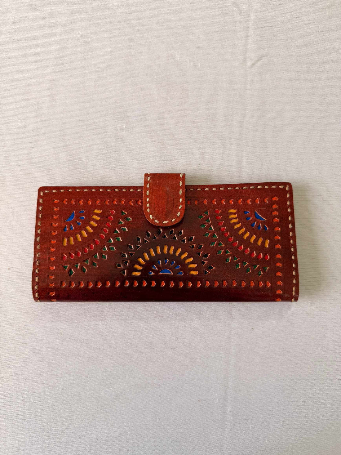 Brown Punching Flap Leather Wallet