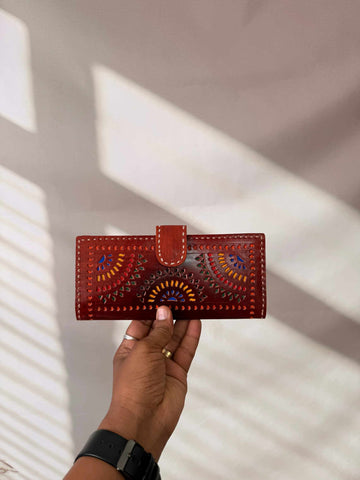 Brown Punching Flap Leather Wallet