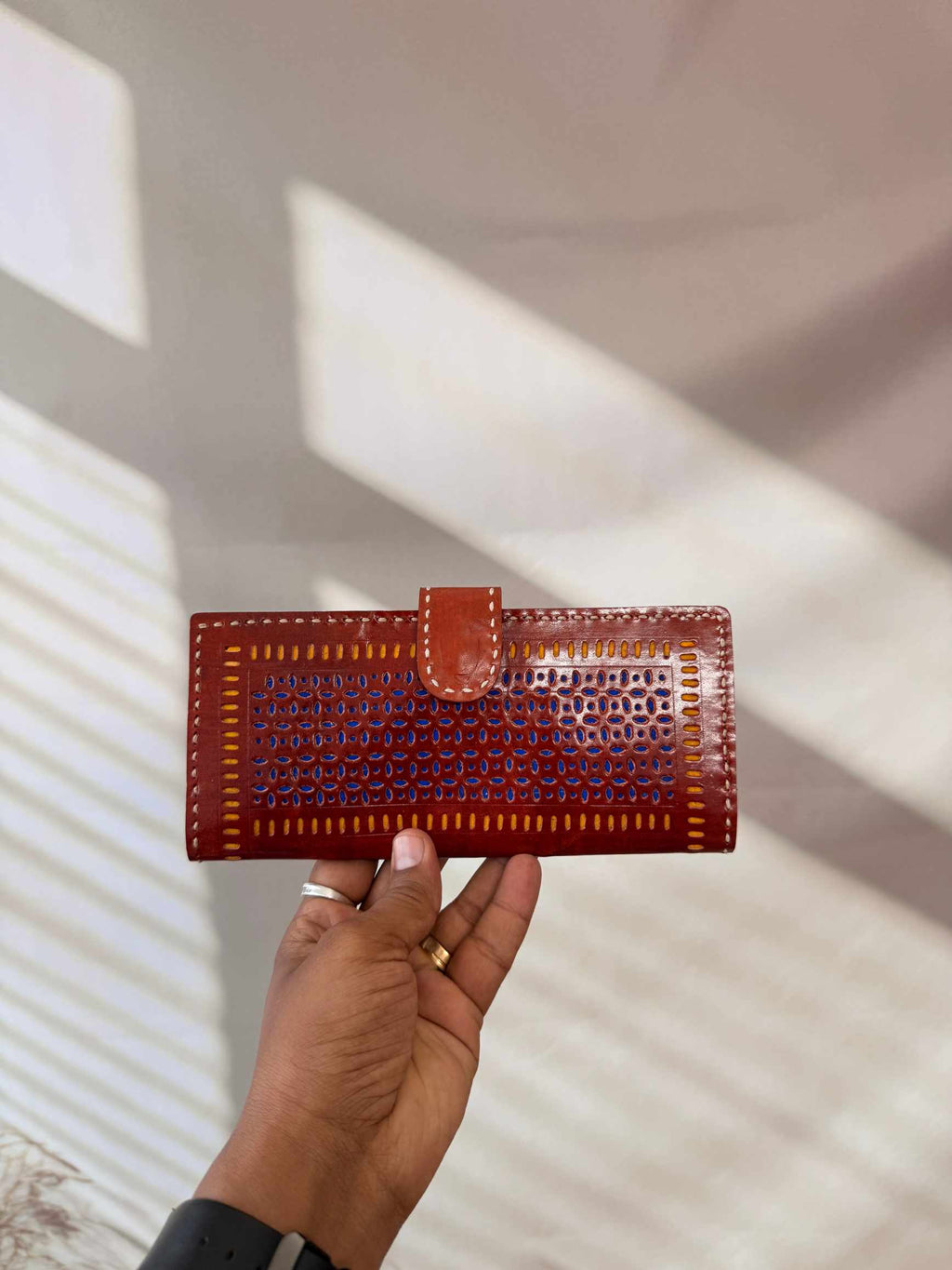 Brown Punching Flap Leather Wallet