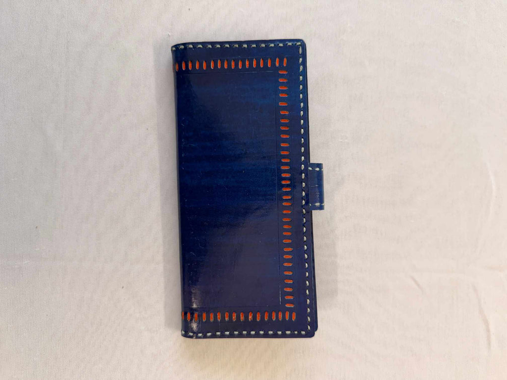 Blue Punching Flap Leather Wallet