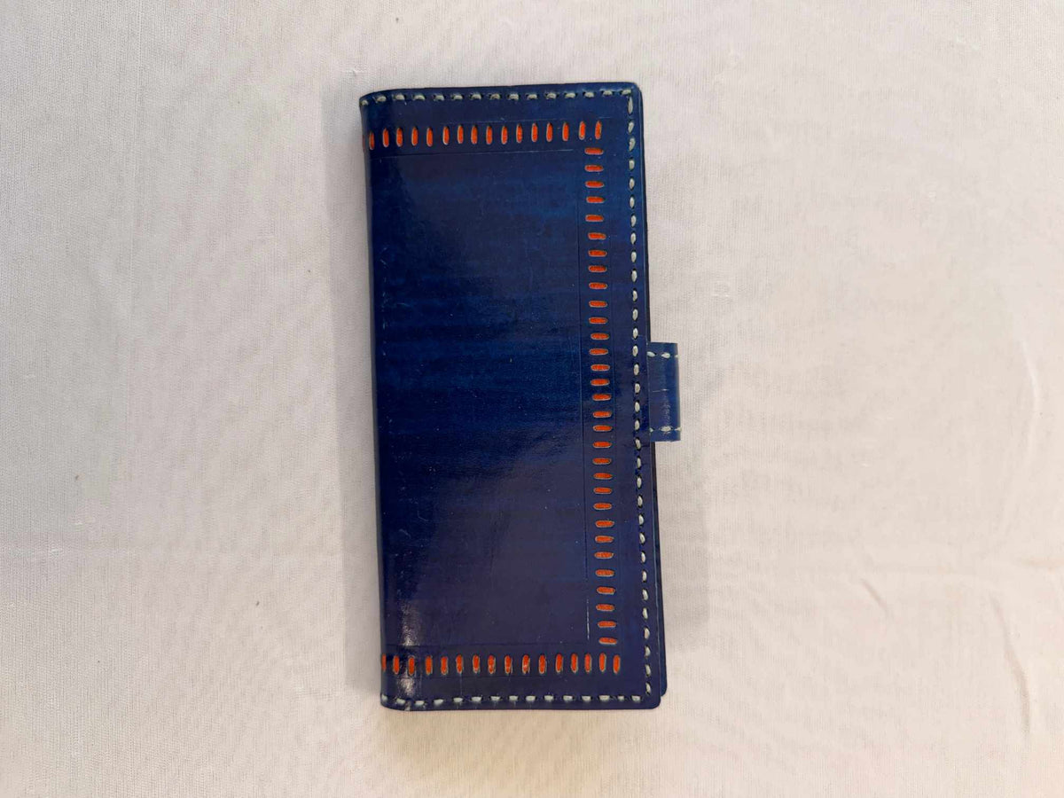 Blue Punching Flap Leather Wallet