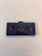 Blue Punching Flap Leather Wallet