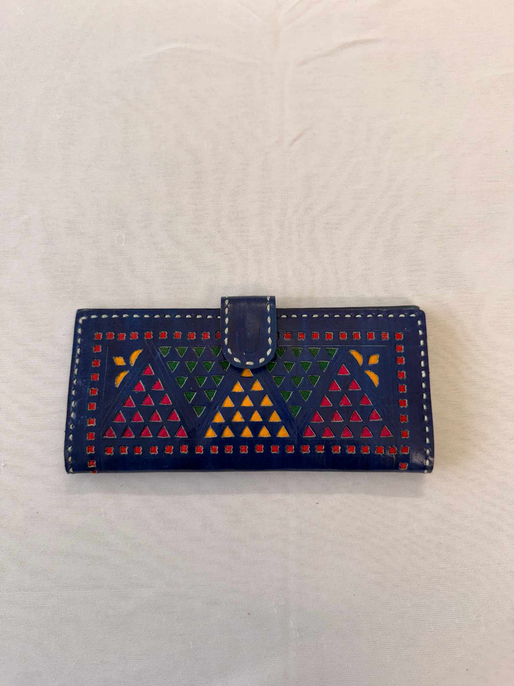 Blue Punching Flap Leather Wallet