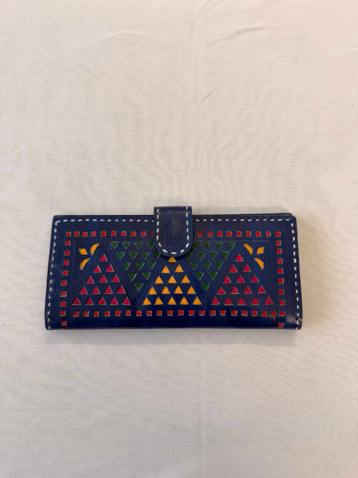 Blue Punching Flap Leather Wallet