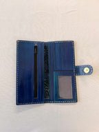 Blue Punching Flap Leather Wallet