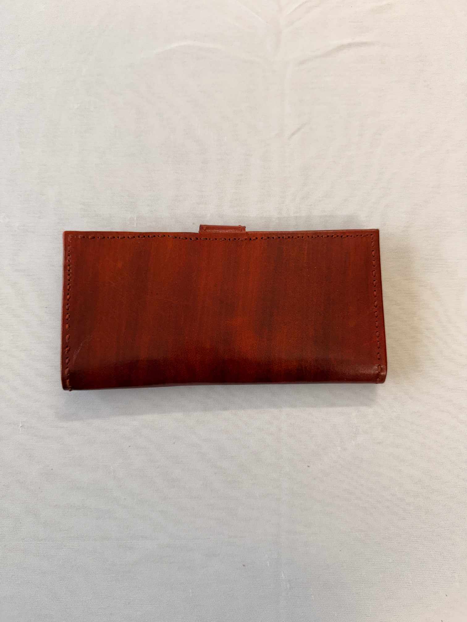 Brown Jat Embroidered Flap Leather Wallet