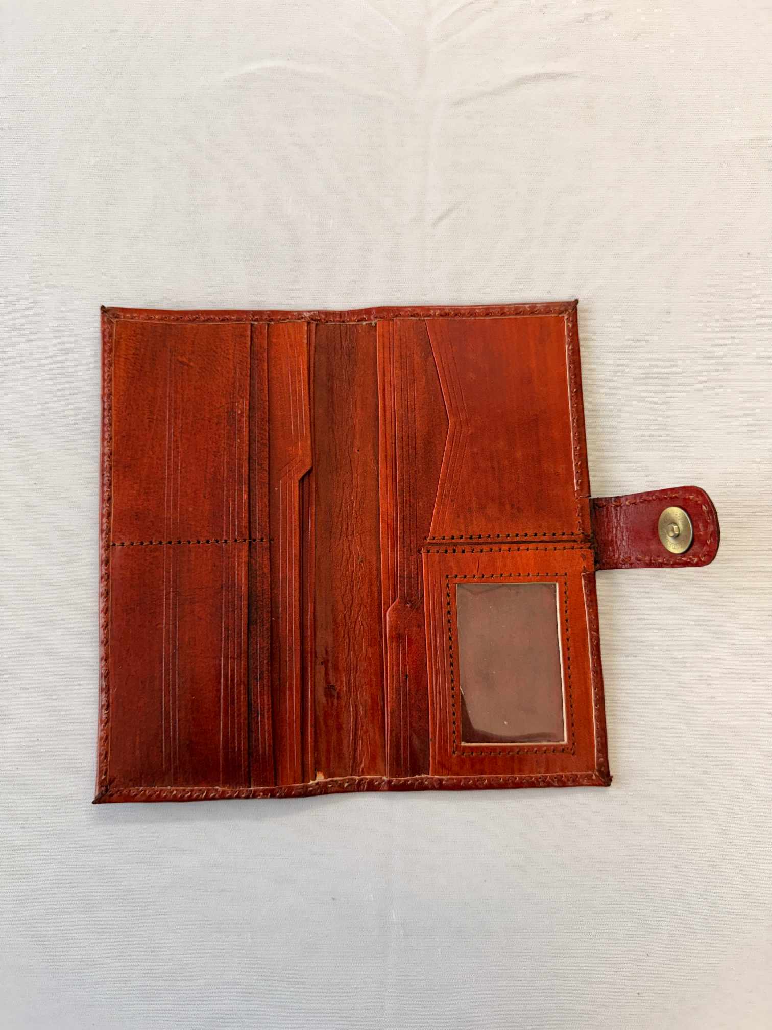 Brown Jat Embroidered Flap Leather Wallet