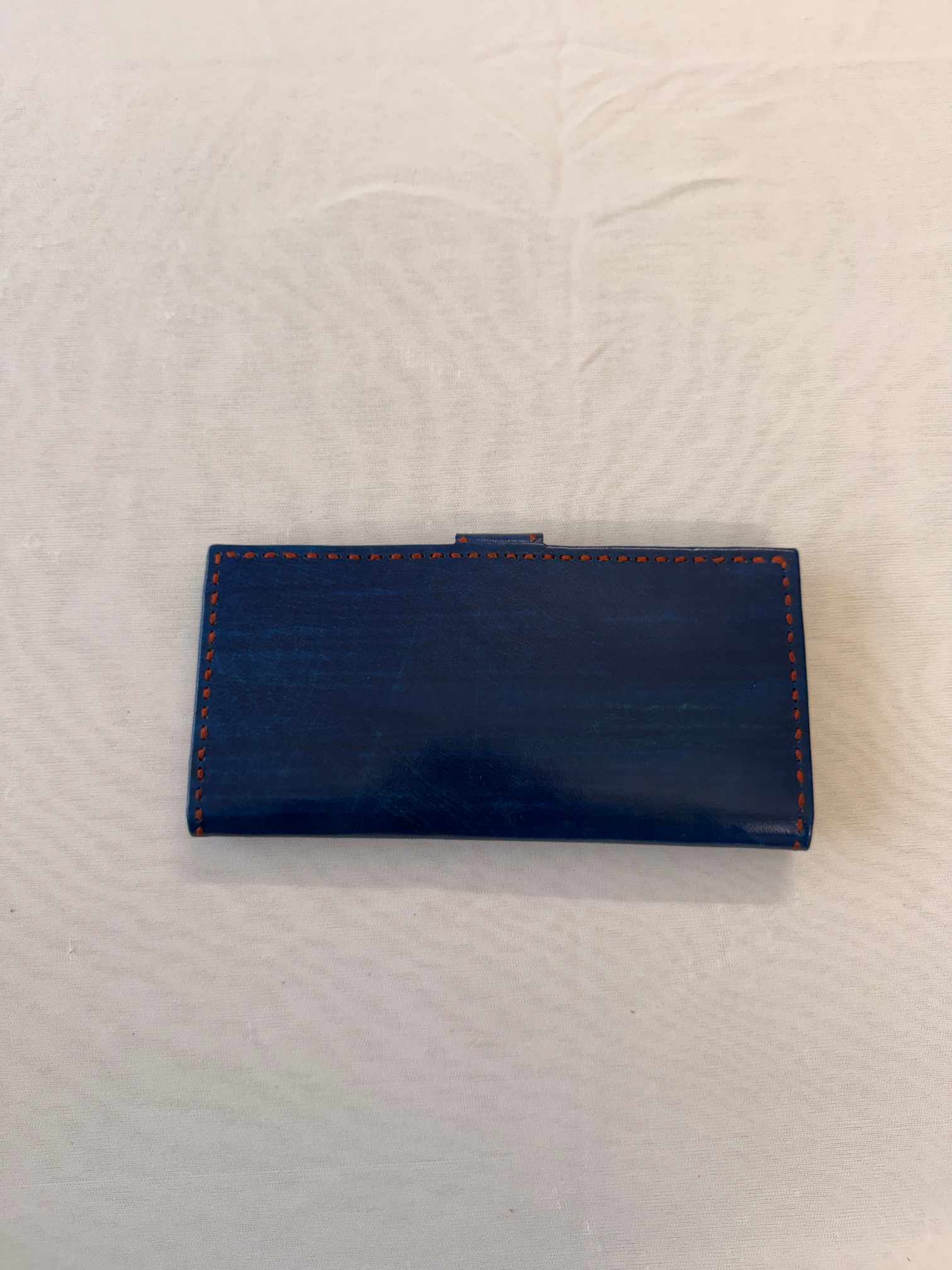 Blue Jat Embroidered Flap Leather Wallet