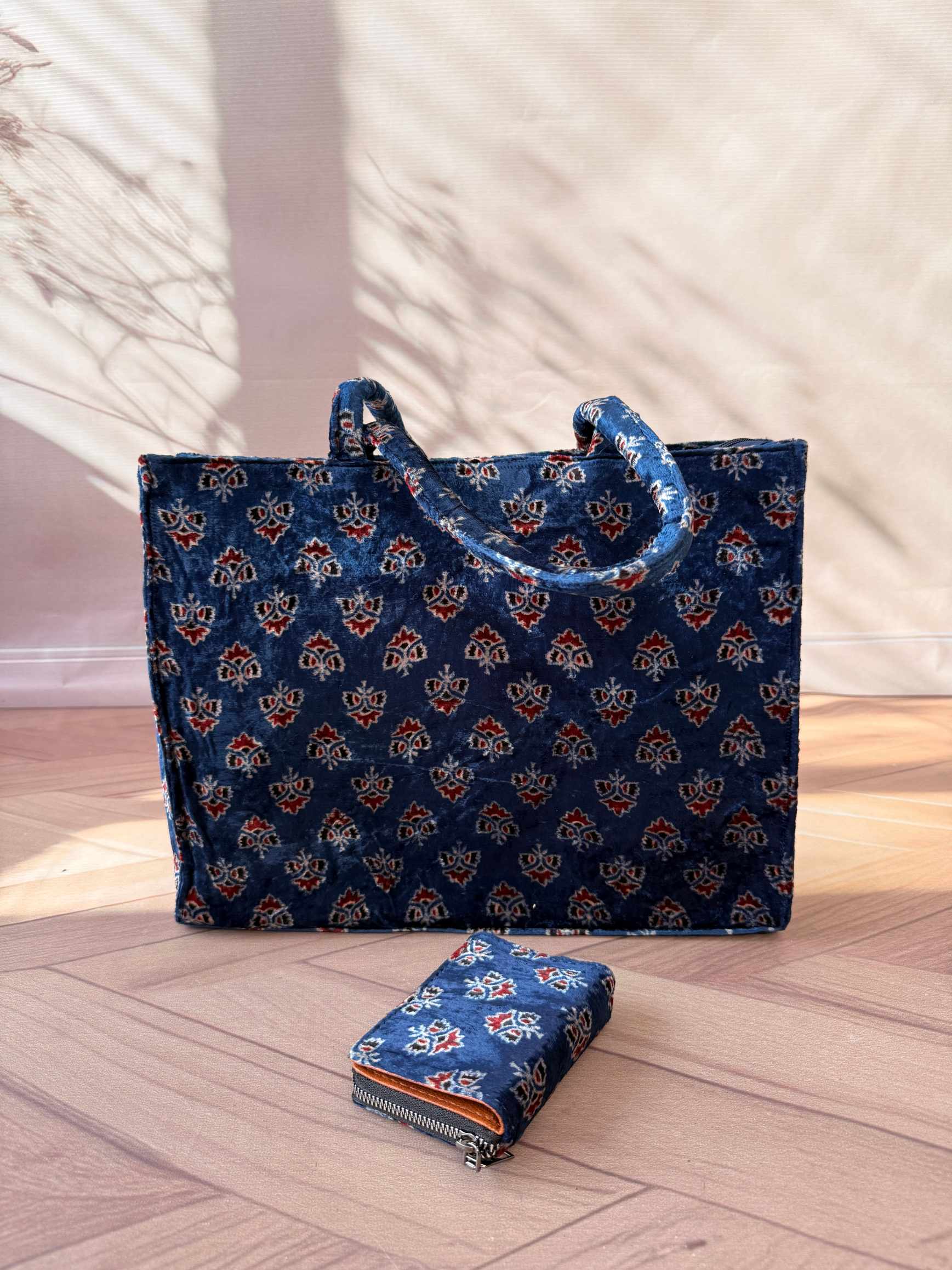 Welvet Ajarakh Tote Bag & Wallet Combo