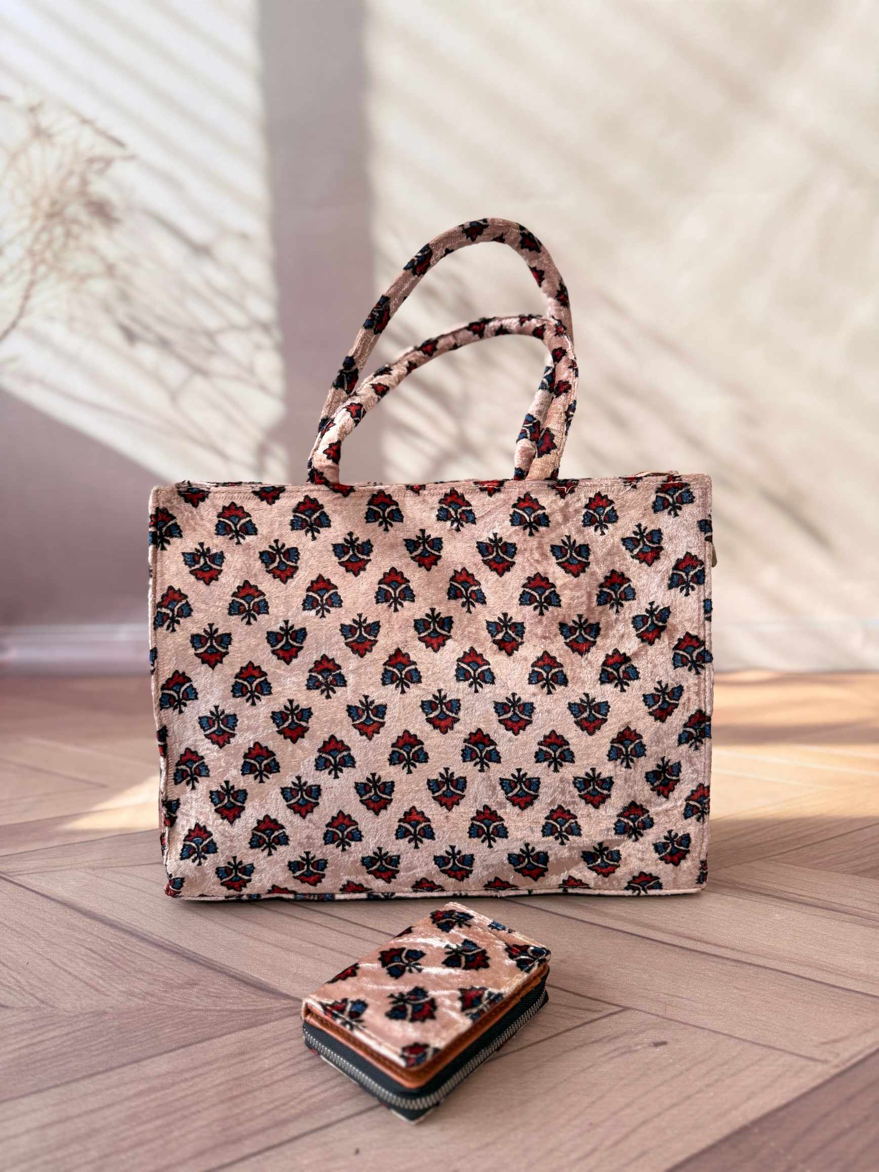 Welvet Ajarakh Tote Bag & Wallet Combo