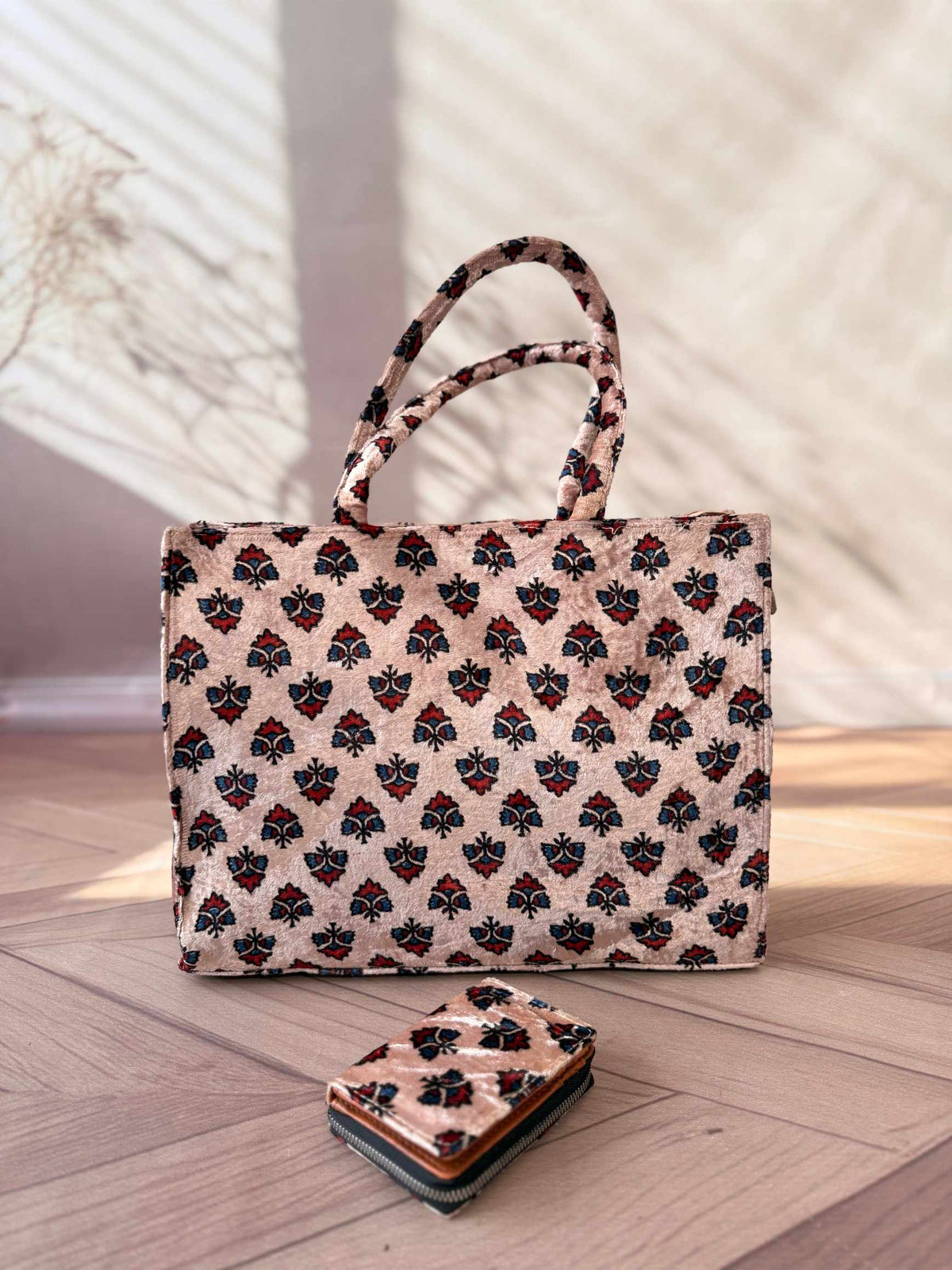Welvet Ajarakh Tote Bag & Wallet Combo